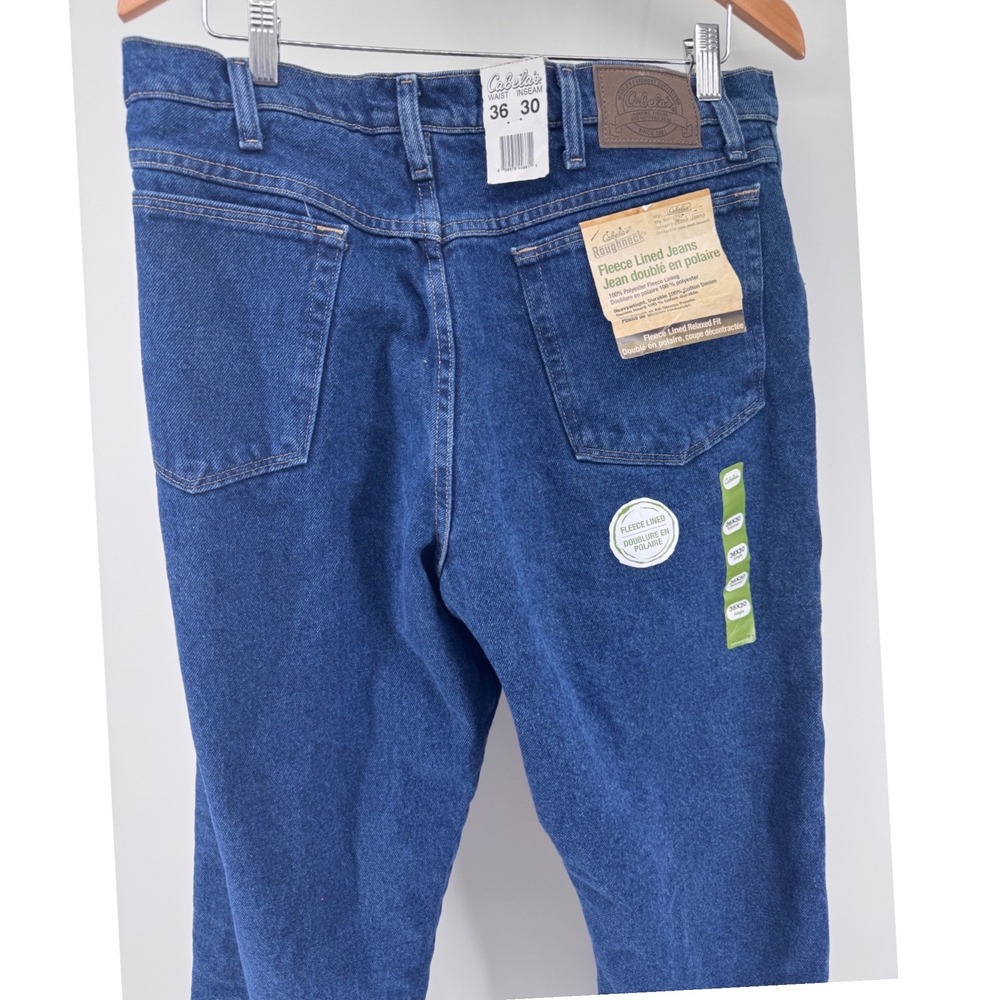Cabela's Fleece Lined Jeans Mens 36x30 Blue Relaxed Fit Roughneck NWT